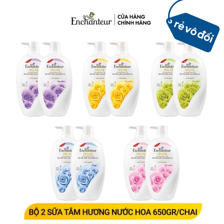 Combo 2 Sữa tắm hương nước hoa Enchanteur Charming/ Sensation/ Delightful/ Romantic/ Magic 650gr