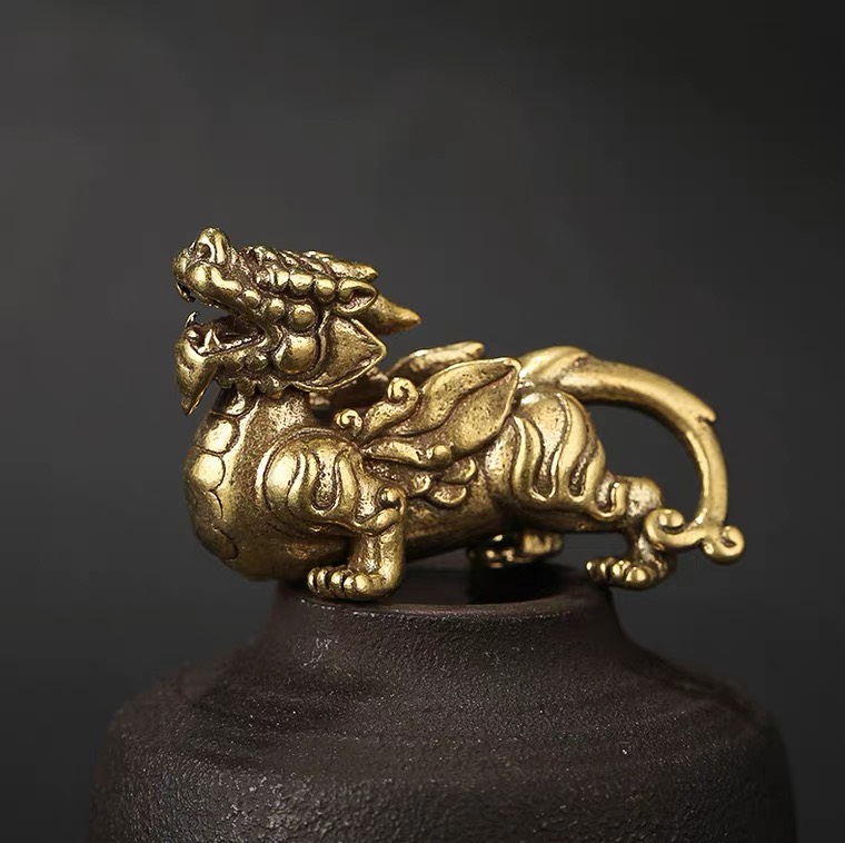 Tượng đồng phong thủy kì lân mini tượng kỳ lân trấn trạch Decor Việt