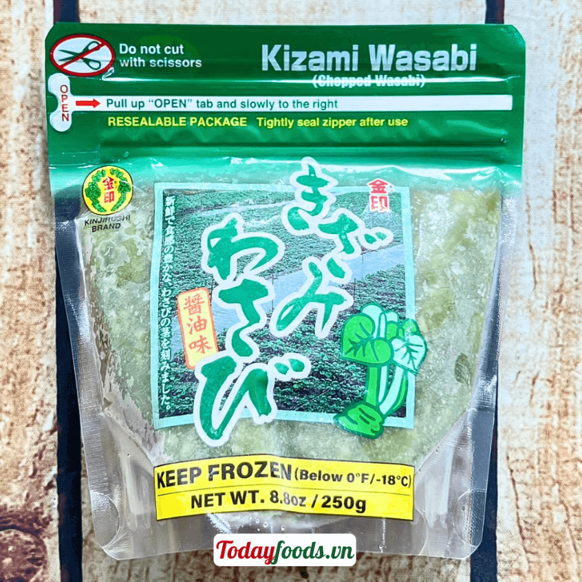 Mù Tạt Tươi Kizami Wasabi Shoyu Aji {Kinjirushi) 250G | Ăn chay được, có wasabi cắt nhỏ (ĐÔNG LẠNH)