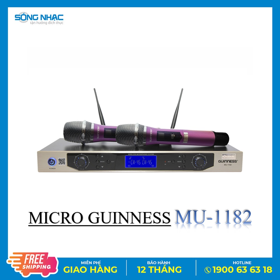 Micro karaoke không dây guinness mu-1182 - bảo hành chính hãng 12 tháng