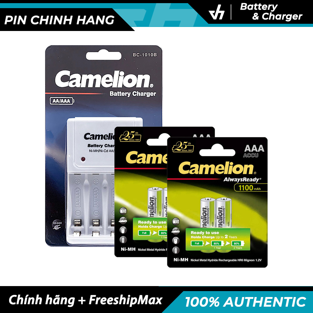 Bộ sạc pin 1010b + 4 pin sạc aaa camelion 1100mah