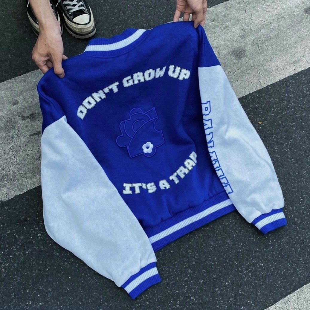 Áo Khoác Cardigan Bomber Cúc Cài Nỉ Ngoại Họa Tiết LOGO DON'T GROWUP Cực HOT HIT Kiểu Dáng Rộng Dài Hàn Quốc Phối Màu Siêu Xinh-LYRA BOUTIQUE TP308