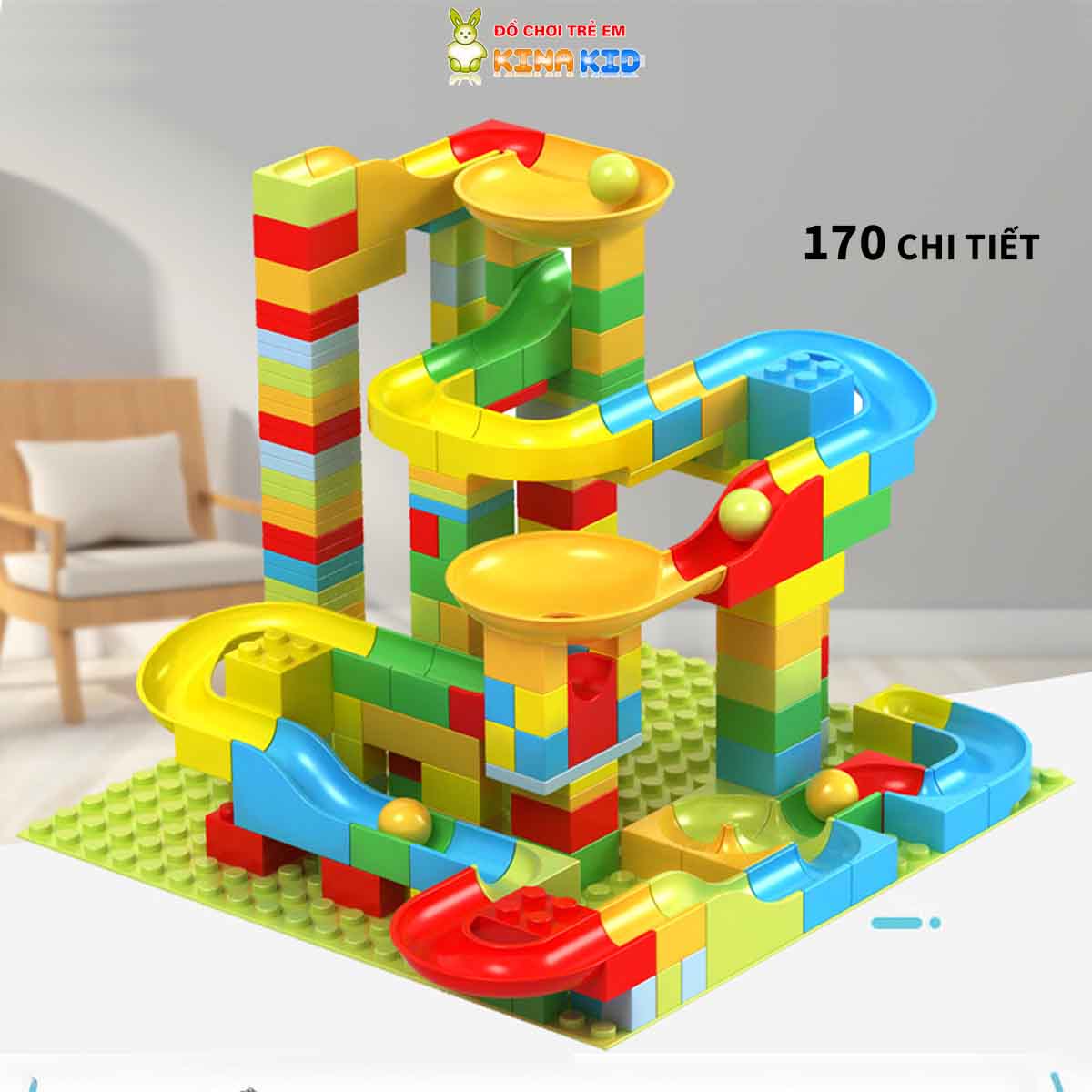 [HCM]Đồ chơi xếp hình cầu trượt thả bi 170 chi tiết cao cấp phát triển tư duy cho bé