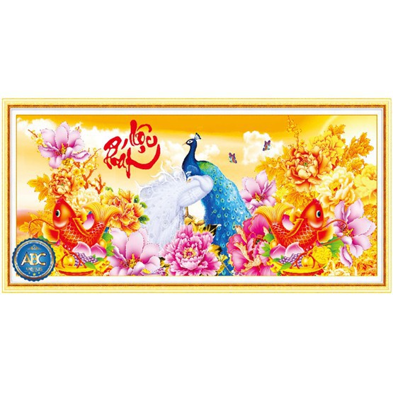Tranh đính đá đôi công lộc phát kt:1m13x50cm