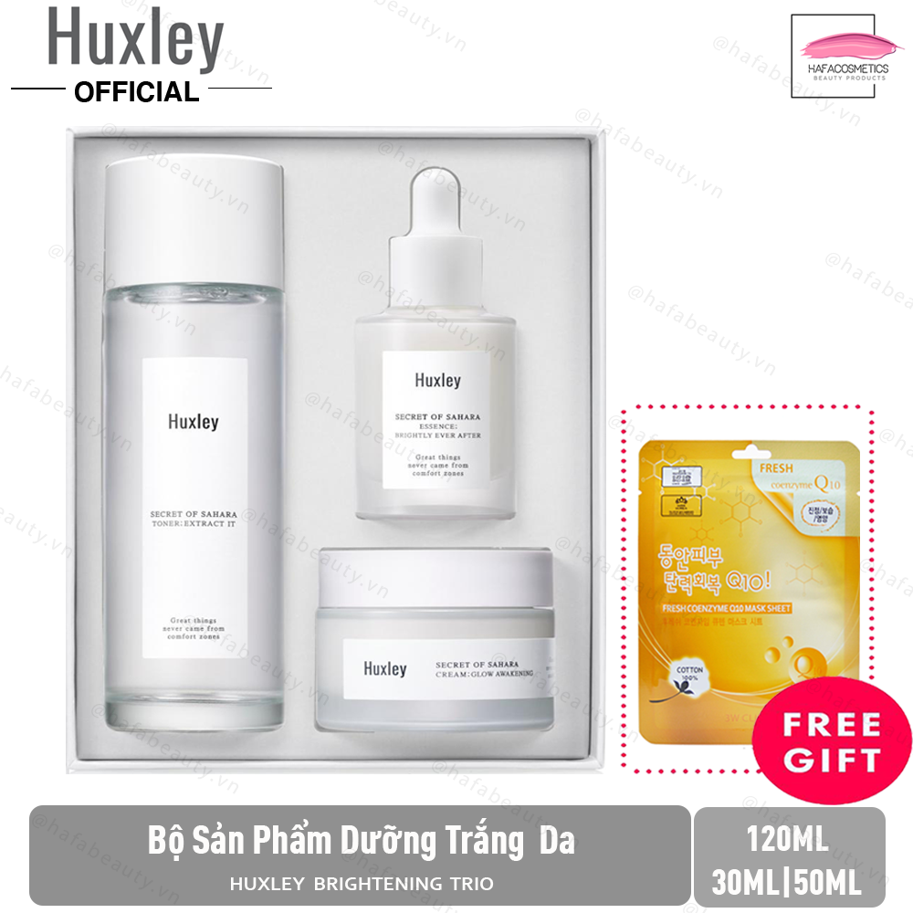 Set dưỡng trắng sáng da huxley brightening trio + tặng mặt nạ 3w clinic - hafa store