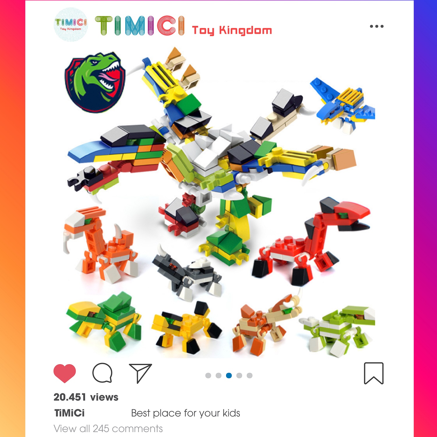 [LG044] Đồ chơi lego  xếp hình khủng long mini DINOSAUR PARK " 8 IN 1" mẫu mới cho bé giá rẻ