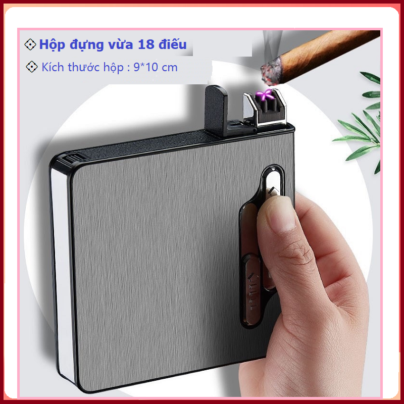 Hộp đựng thuốc kiêm bật lửa điện tử công nghệ plasma 4 tia tiện ích