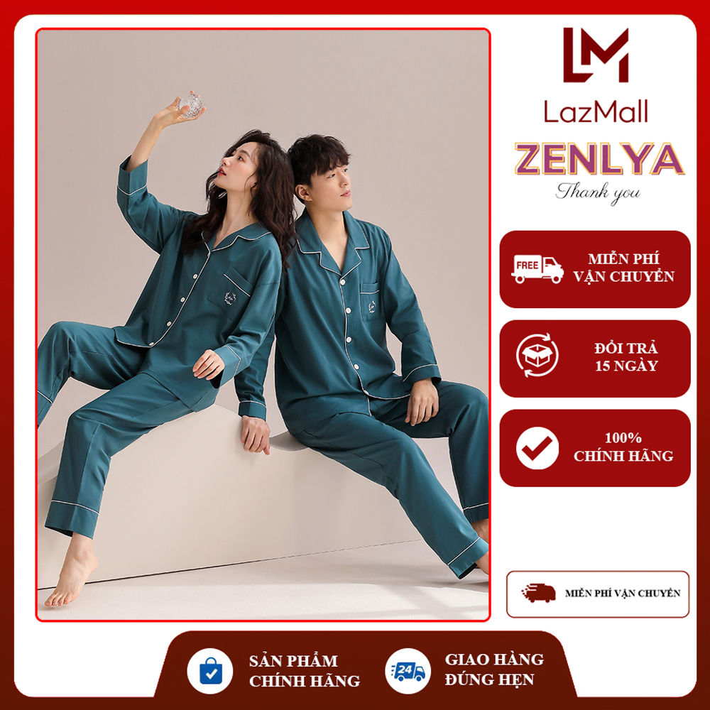 Bộ đồ ngủ pijama lụa gấm cao cấp áo tay dài - zenlya - hàng việt nam