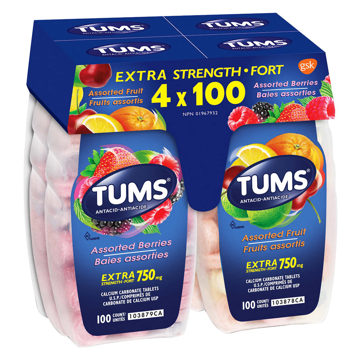 Kẹo nhai giúp hỗ trợ tiêu hóa Tums Extra Strength 100 viên