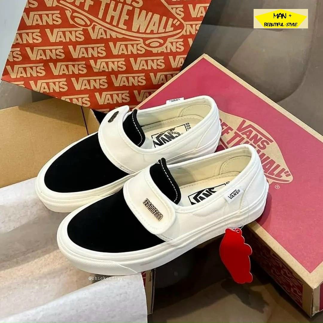 Full Box giày thể thao Vans Fear of god đen trắng , Vans fog, vans slip on fog siêu đẹp
