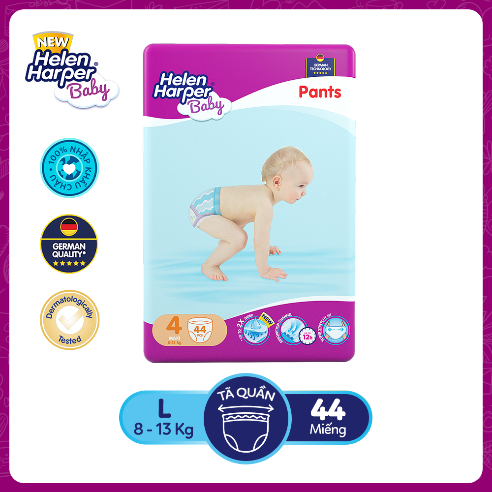 Tã bỉm cao cấp nhập khẩu châu âu - tã quần helen harper maxi size 4 cho bé 8-13 kg, 44 miếng/gói