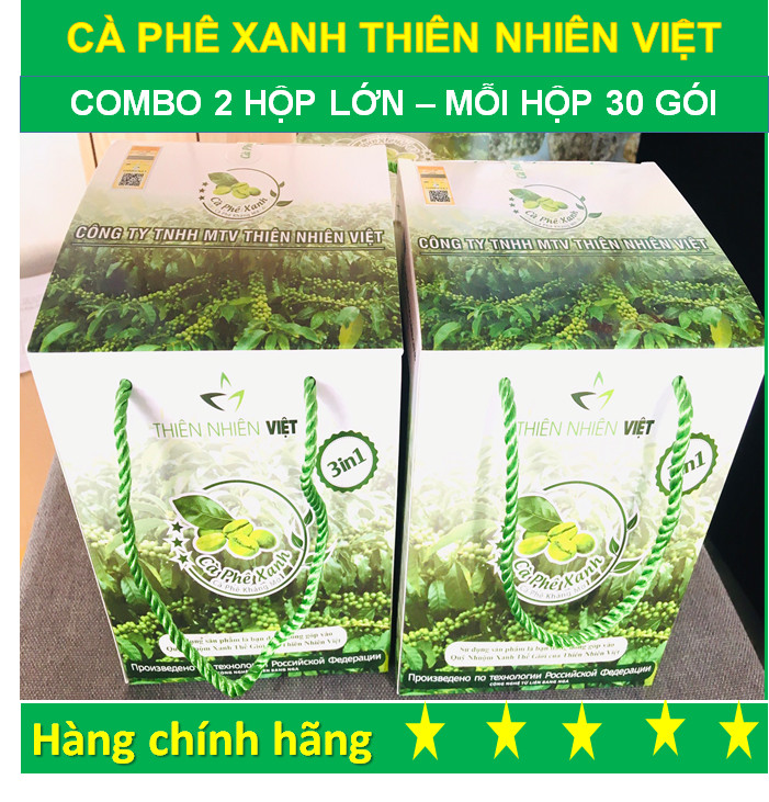 ( HÀNG CTY GIÁ SỈ ) COMBO 2 HỘP CÀ PHÊ XANH HỘP LỚN LOẠI 30 GÓI ( 2 HỘP 60 GÓI) - CÀ PHÊ XANH GIẢM CÂN - Vị ngọt nhẹ, dễ uống, không mất ngủ CÓ TEM ĐIỆN TỬ