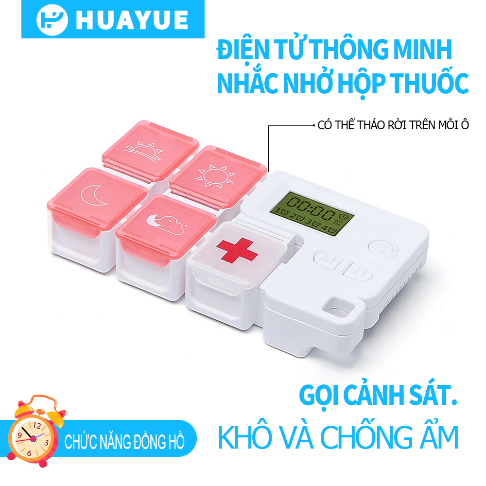 Hộp chia thuốc hàng ngày Với đồng hồ báo thức Pill box