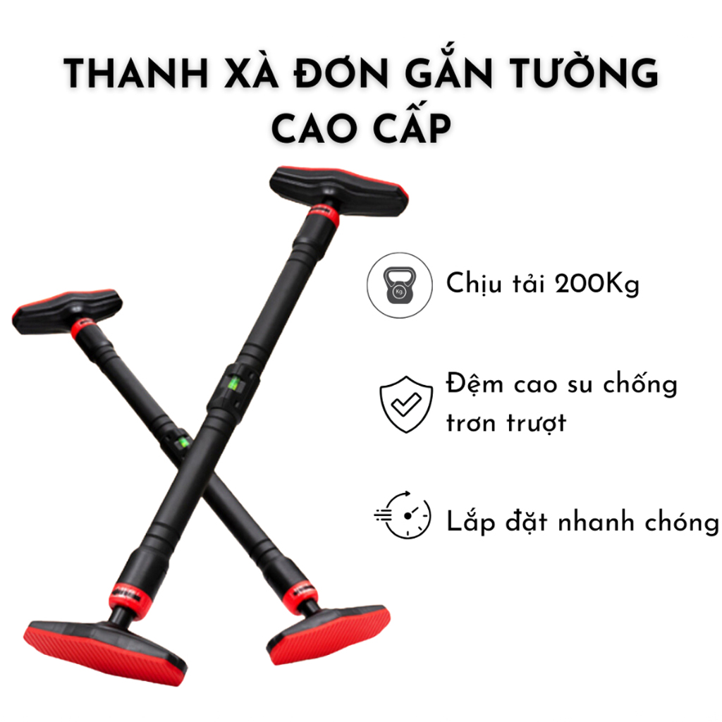  Xà Đơn Chống Xoay Gắn Cửa Treo Tường Xà Đơn Gắn Tường 2025 Kích Thước 73-125cm Đa Năng Tập Cơ Bụng Bằng Thép Phun Sơn Chống Gỉ Có Thước Nivo Cân Bằng 
