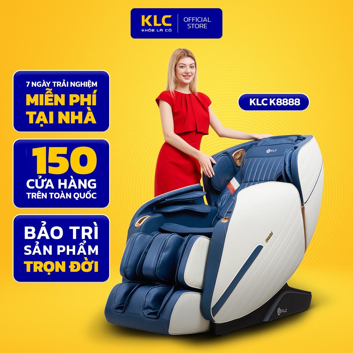 Ghế massage toàn thân KLC K8888, Công nghệ nhiệt hồng ngoại kết hợp điều khiển giọng nói, con lăn 4D