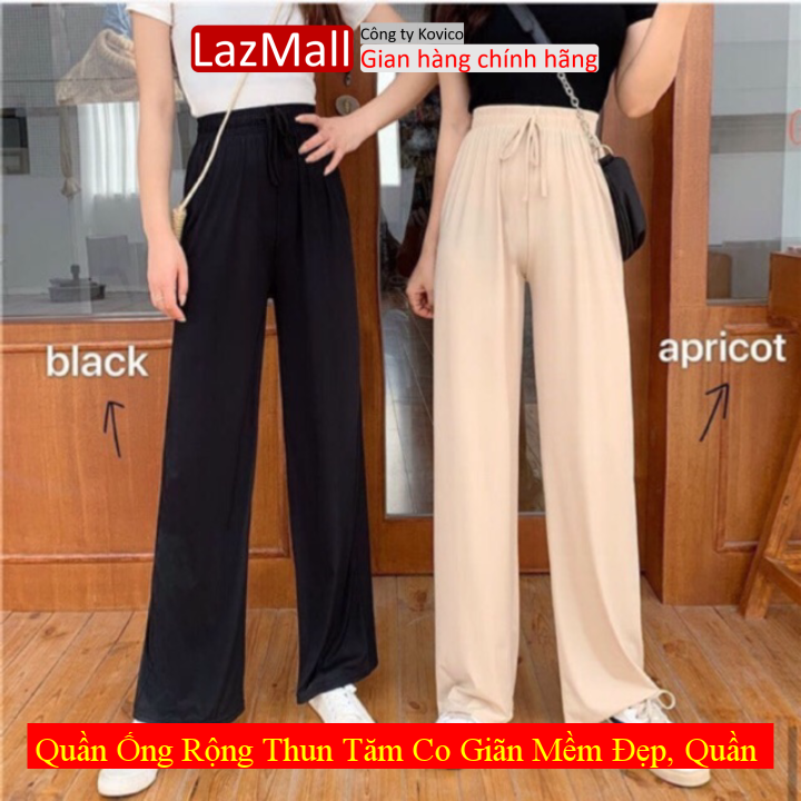 Quần ống rộng thun tăm co giãn mềm đẹp, quần len tăm nữ ống rộng, quần nữ ống rộng, phong cách hàn quốc