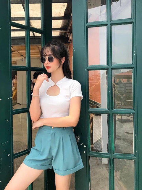 Quần short nữ gập gấu