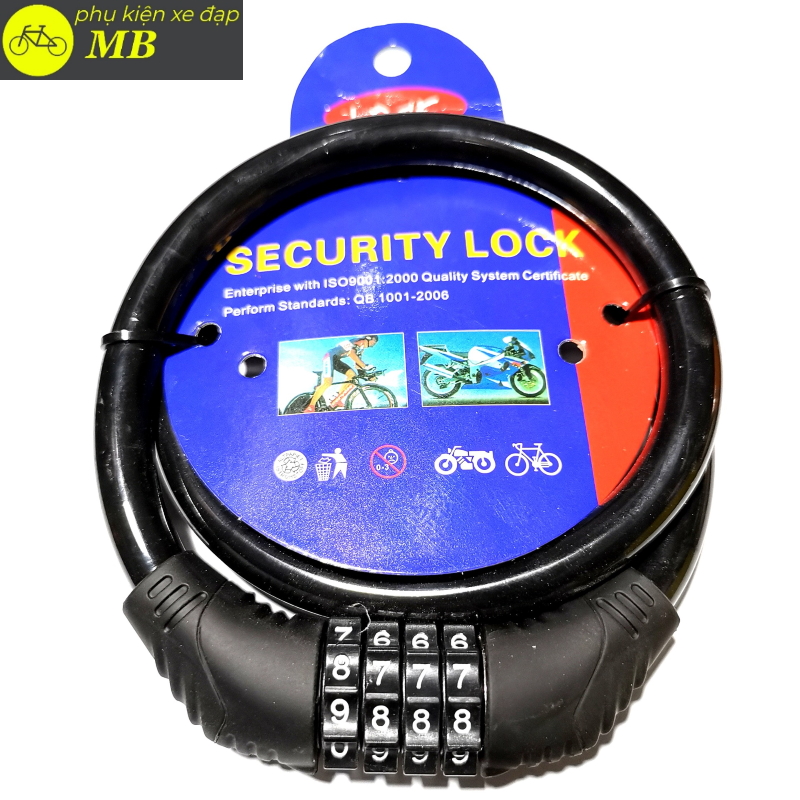 Khóa xe đạp, khóa dây 4 số đổi mã khoa4so02