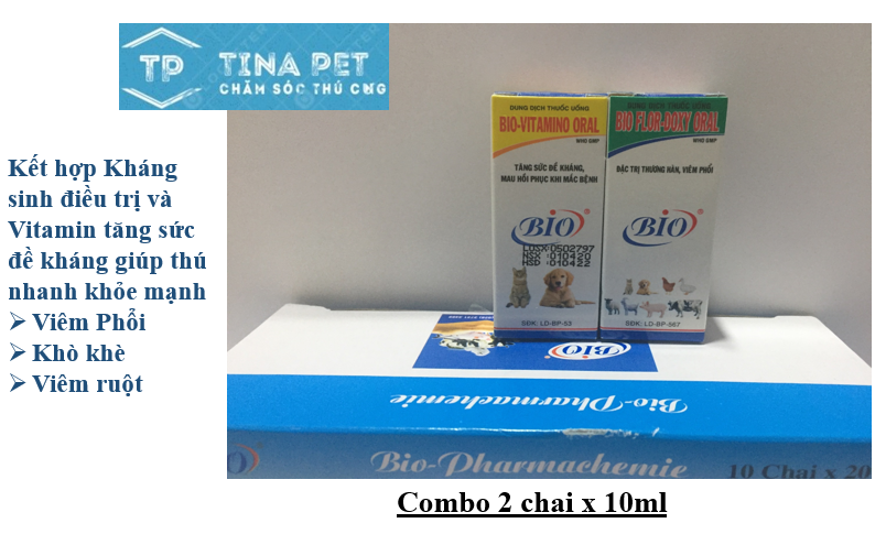 [HCM]Bộ sản phẩm dùng cho thú viêm ruột tiêu chảy viêm phổi cho chó mèo gà heo