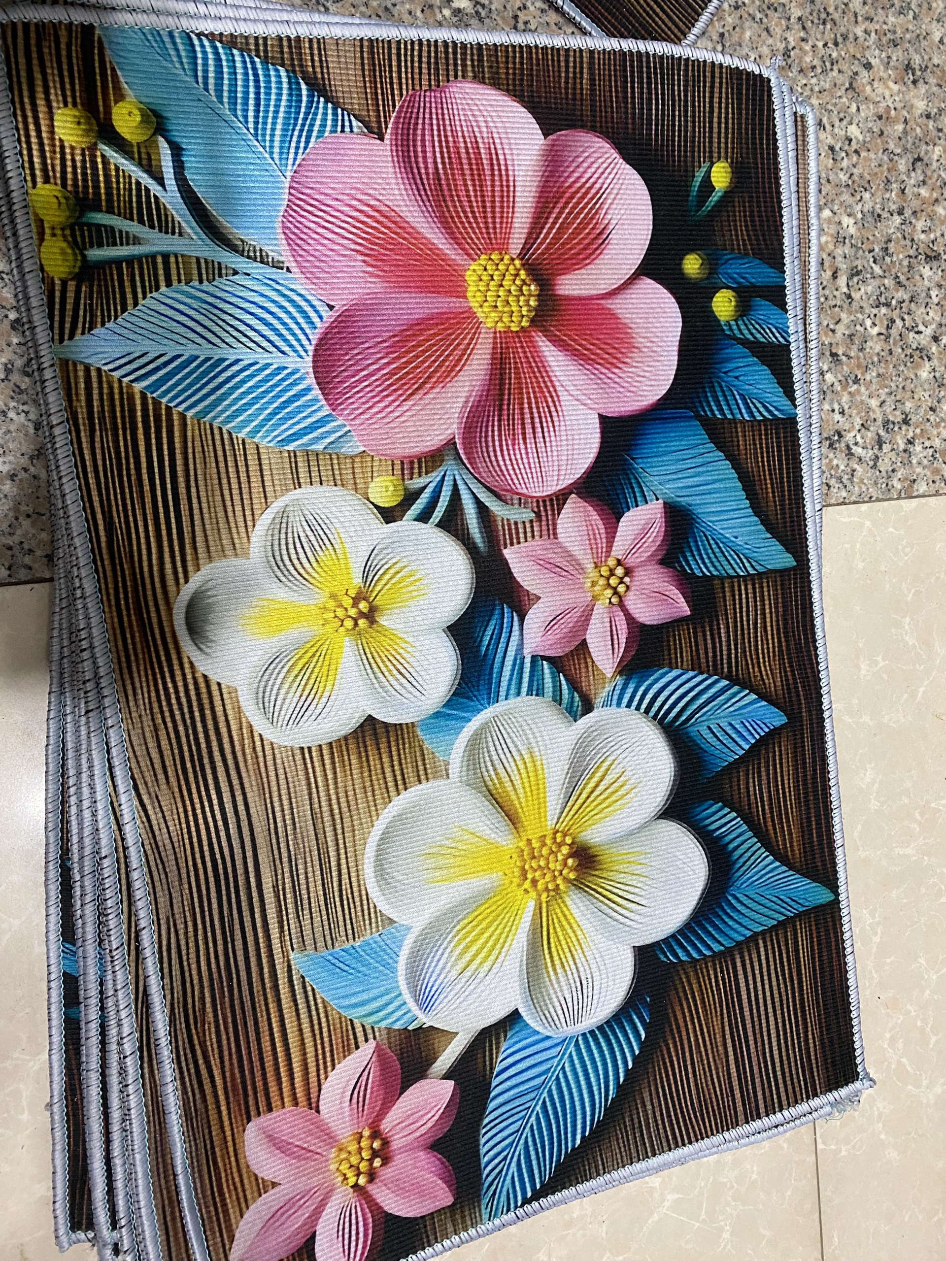 Thảm Lau Chân Bali Dạng Nỉ In Họa Tiết Dạng 5D Phong Cách Hội Họa, Thảm Chùi Chân - Kích Thước 40cm x 60cm dieulinhshop