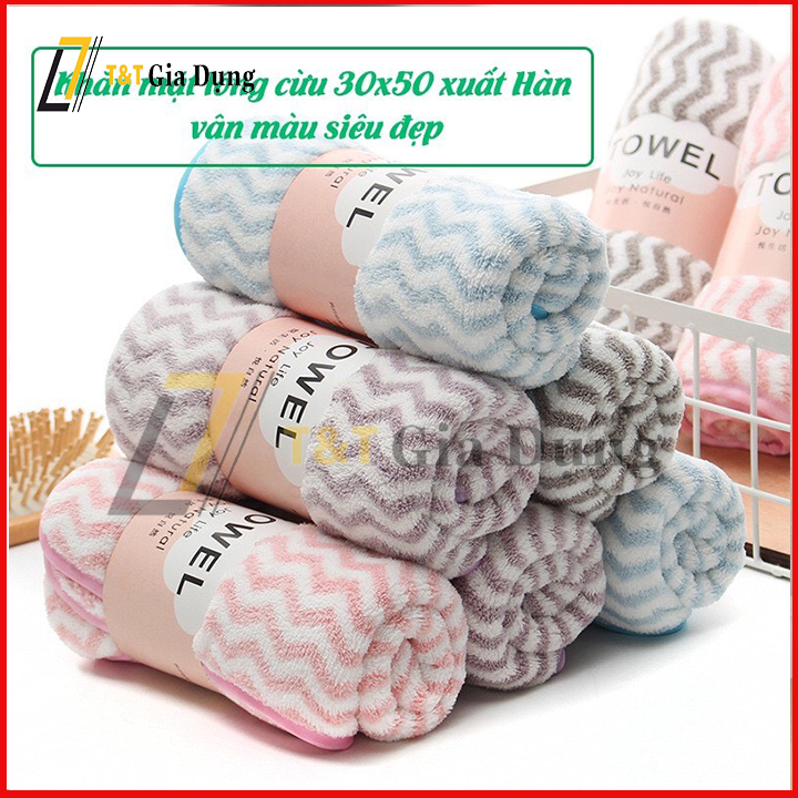 COMBO 2 Khăn mặt lông cừu siêu thấm hút nước dùng được cho trẻ nhỏ (không ra màu) xuất Hàn