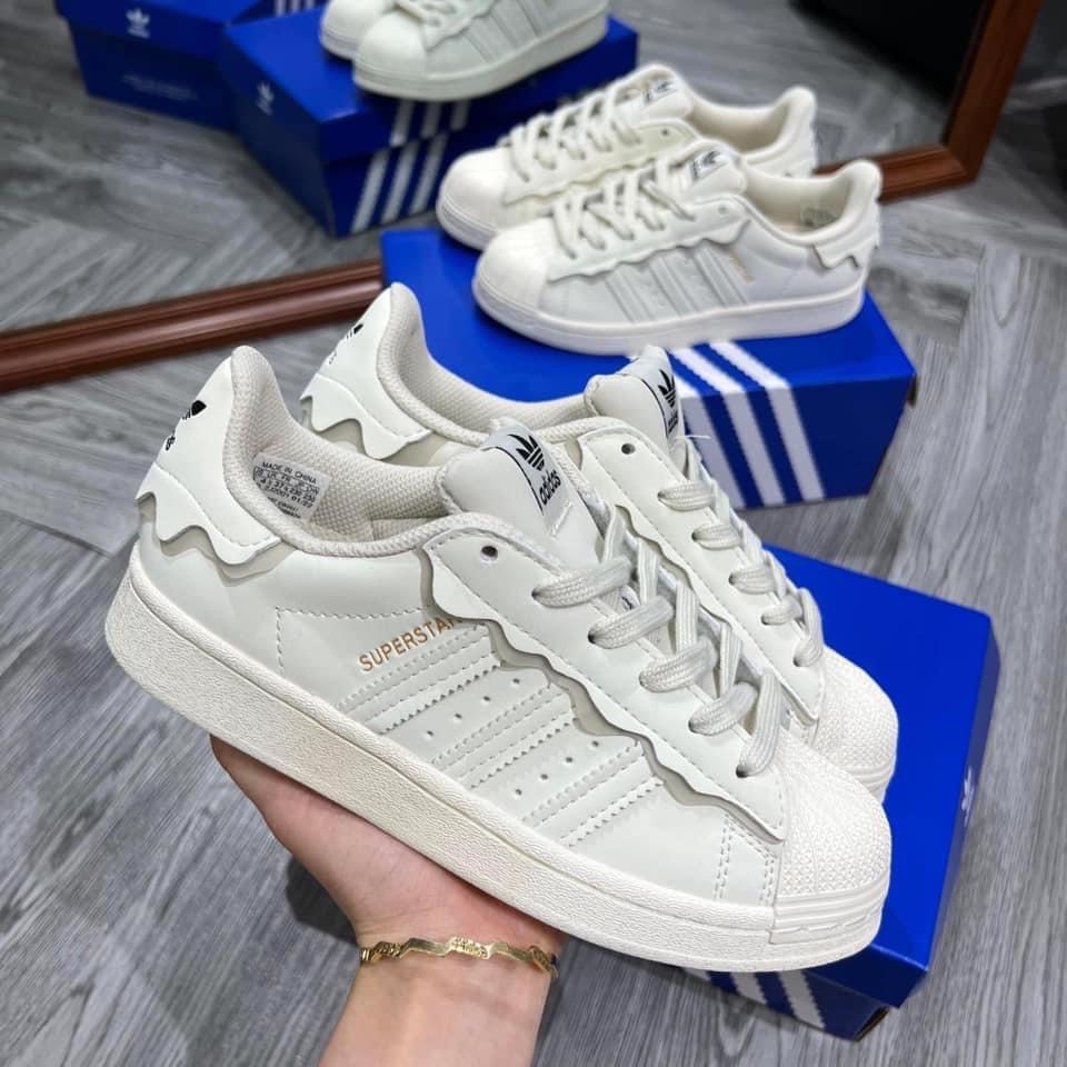 Giày thể thao nữ mẫu mới 2022 Adidas Superstar hồng adidas sò xanh das sò trắng 3 sọc dành cho nữ full box bill