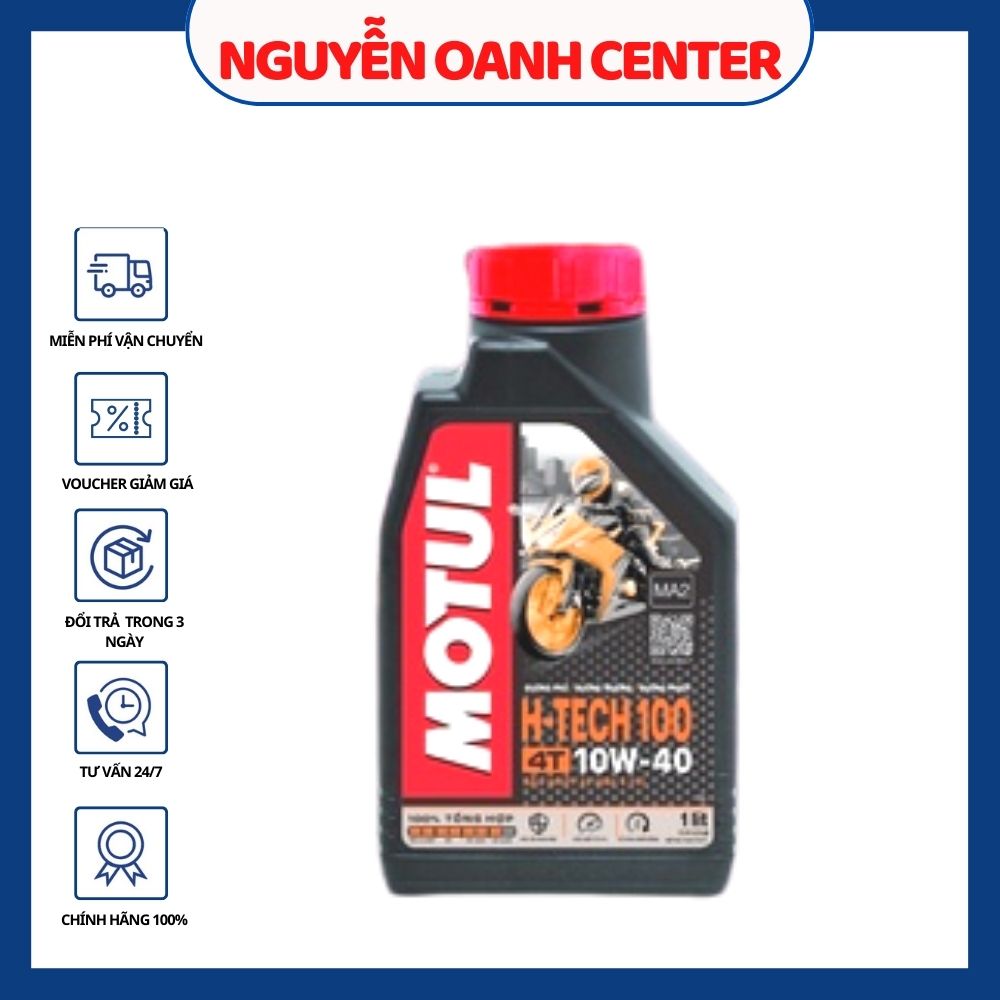 Nhớt tổng hợp xe Máy và xe tay ga Motul H-Tech 100 4T 10W40 1L