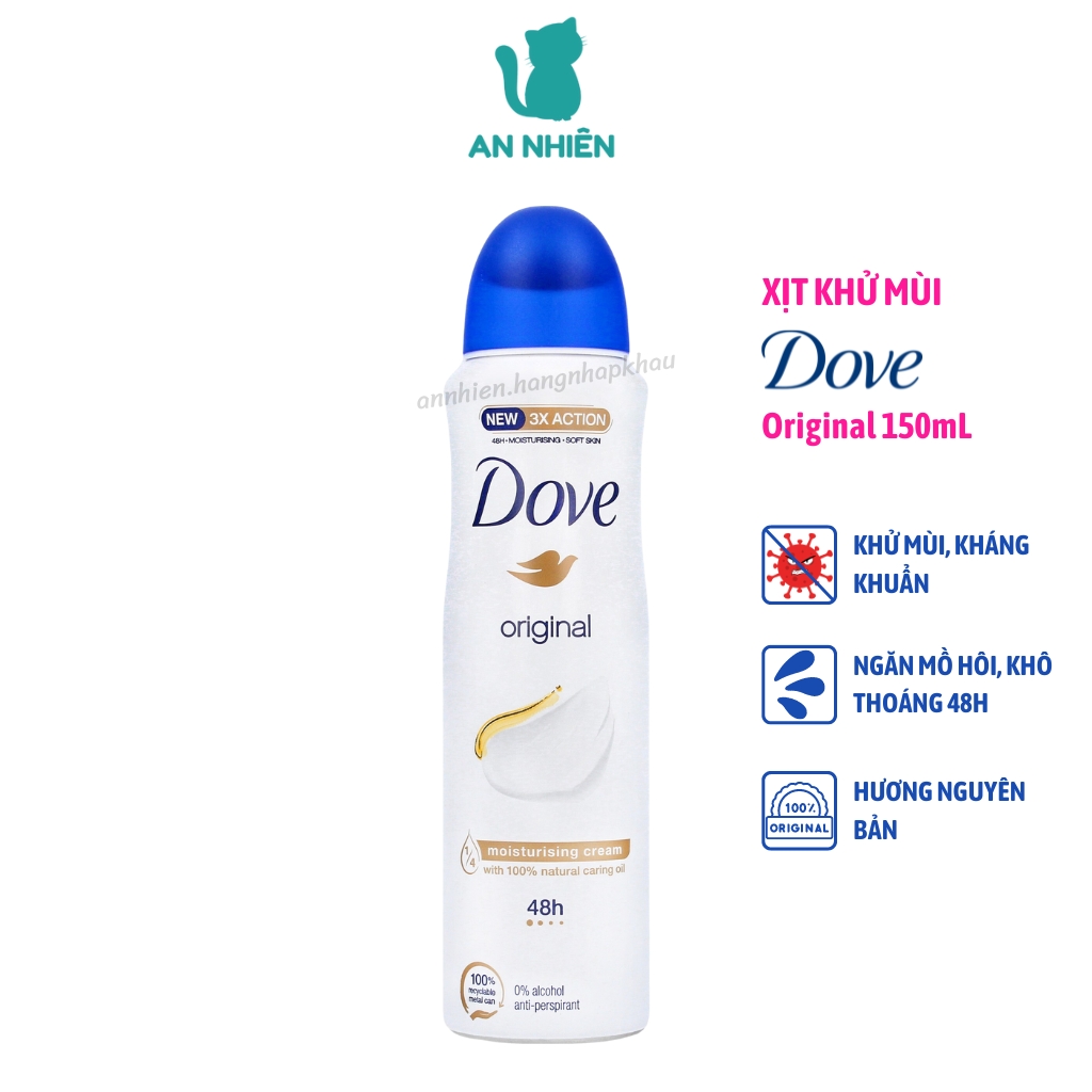 Xịt khử mùi Dove Original 150ml hương hương nguyên bản, khử mùi, ngăn mồ hôi