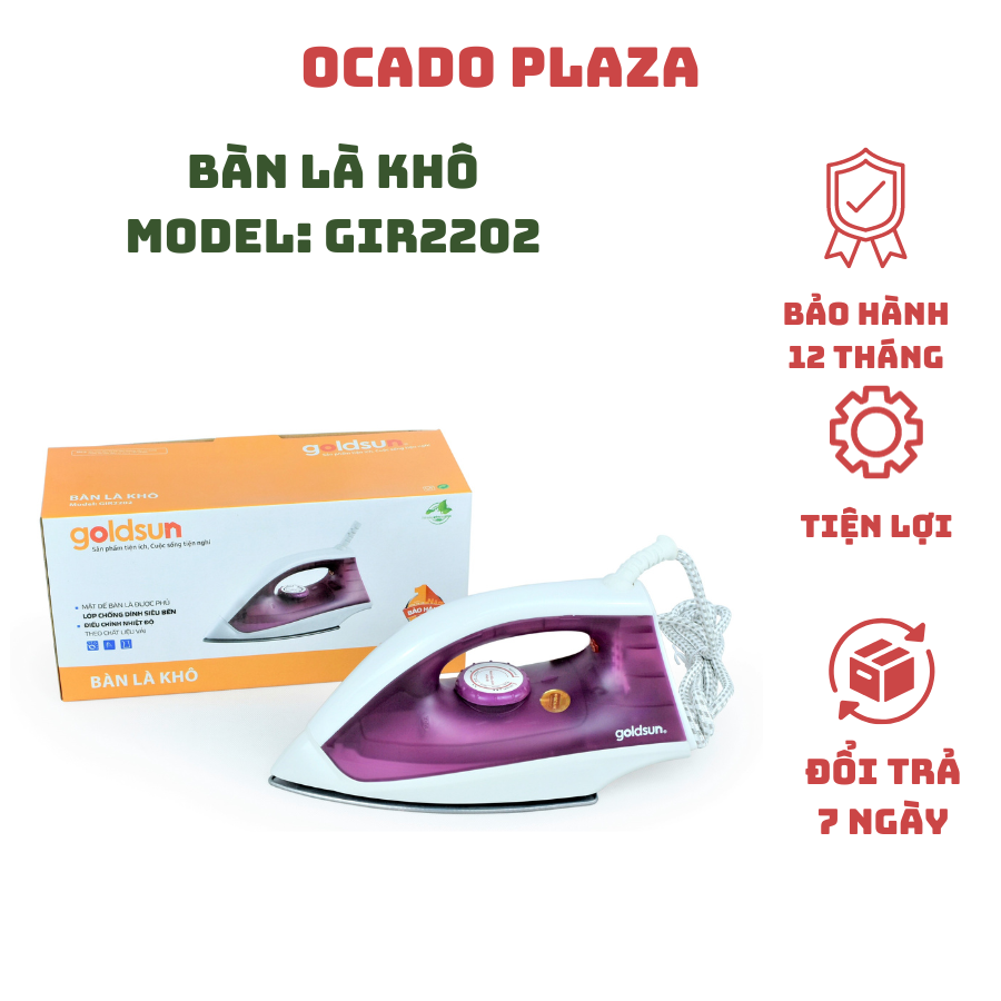 Bàn là khô - bàn là hơi nước goldsun gir2201 - bảo hành 12 tháng
