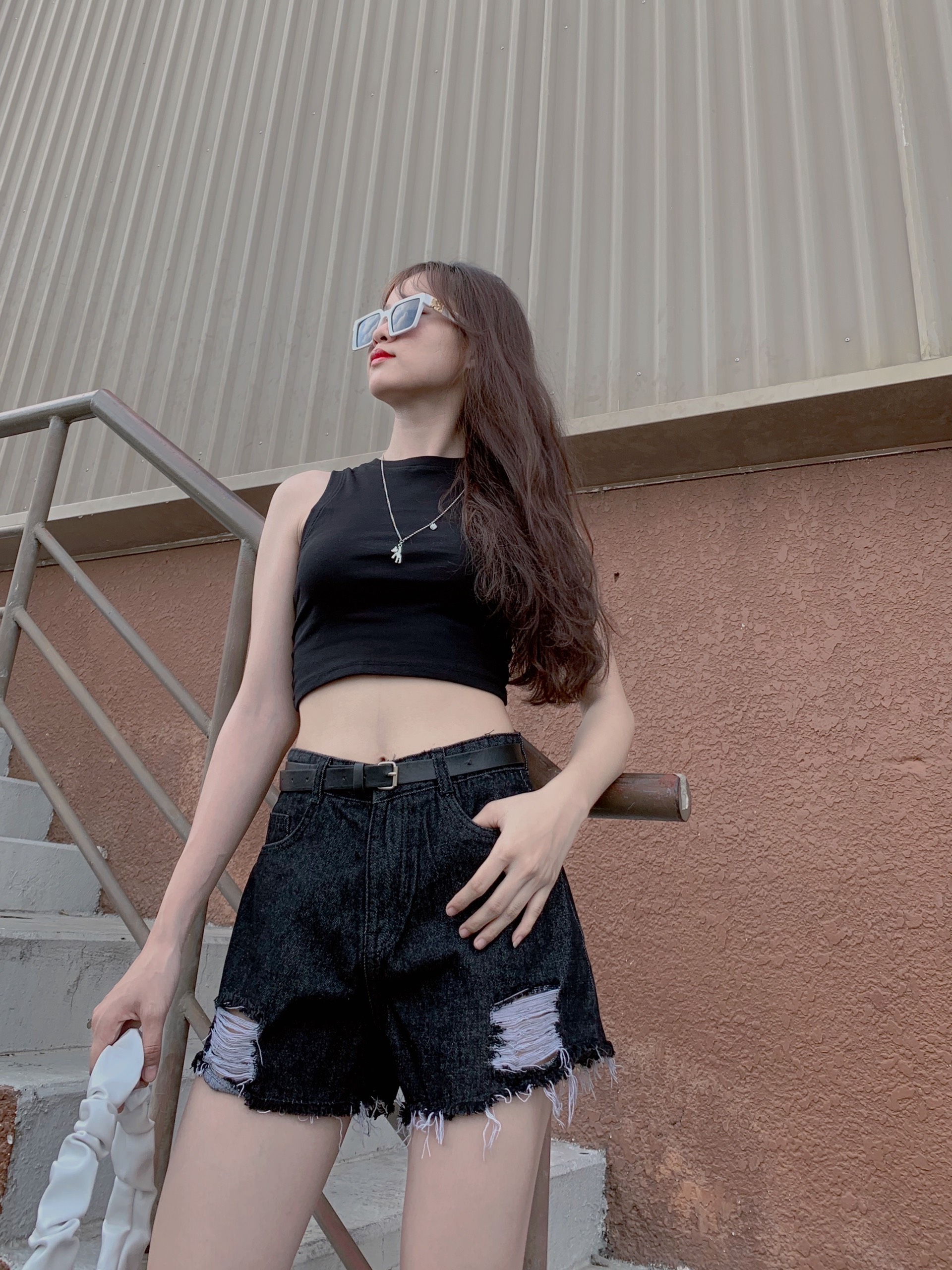 Quần short jean nữ lưng cao ống rộng, chất vải dày mềm ,co giãn nhẹ ,zone boutique