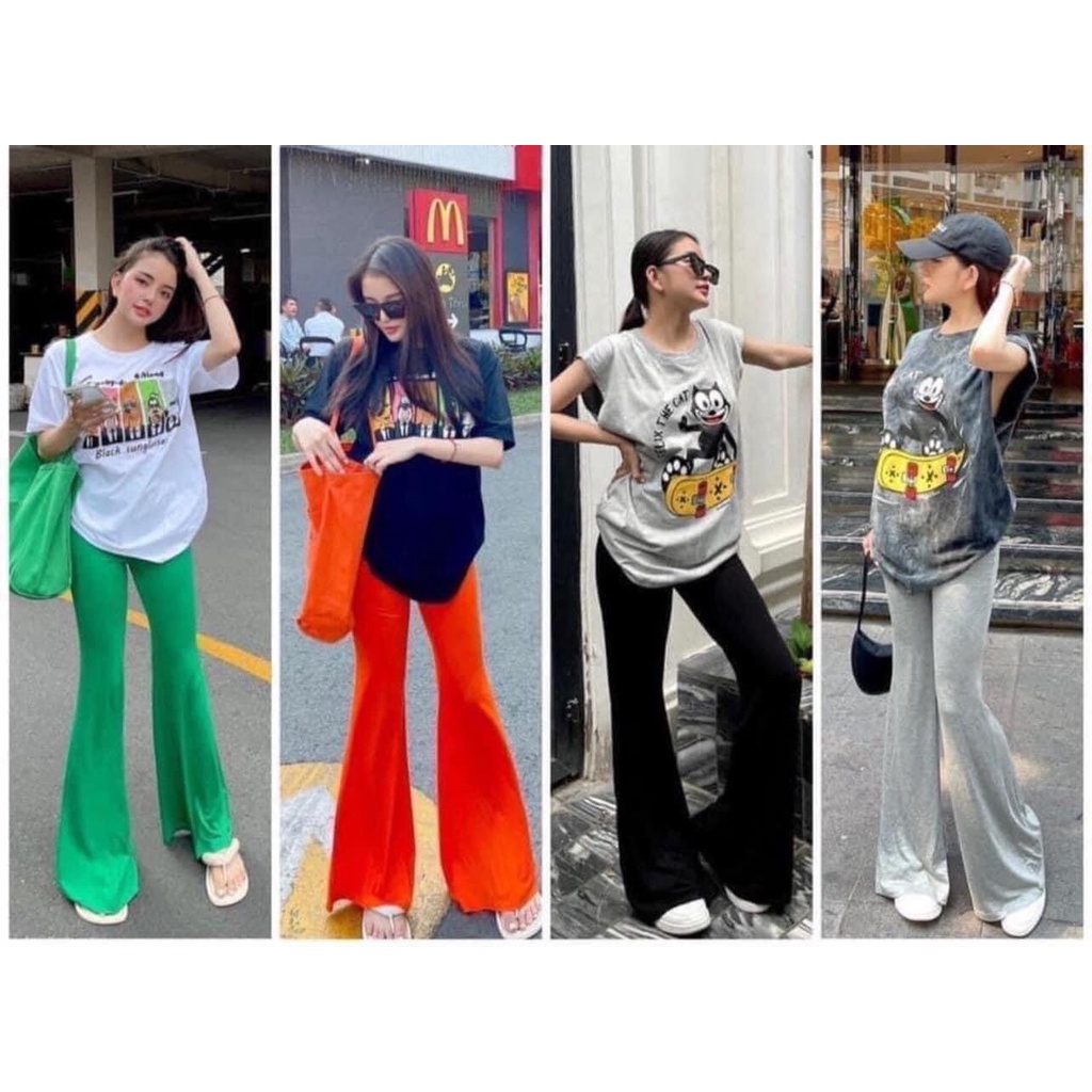 Quần ống loe thun thái legging Rainbow hoặc Rayon
