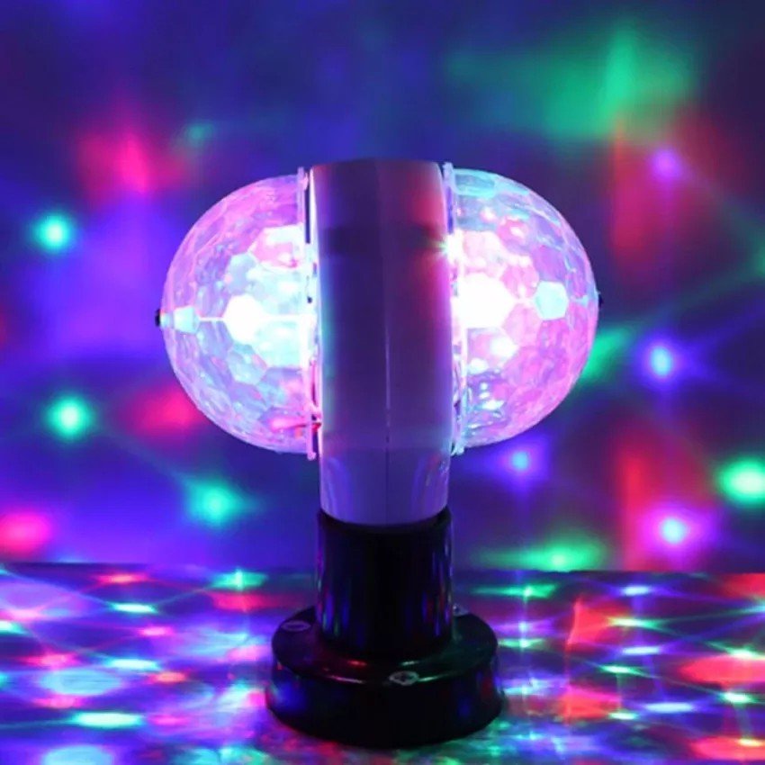 Đèn led vũ trường 7 màu có 2 cầu xoay kèm chân đế - senfoods