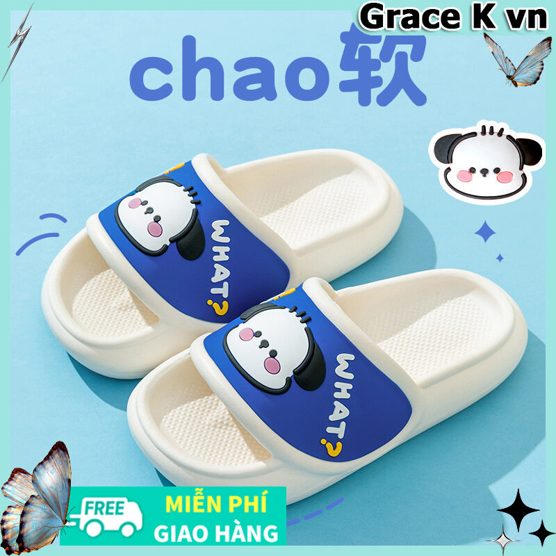 Dép nữ dễ thương động vật dày bánh mì dép trang trí chó con dán chống