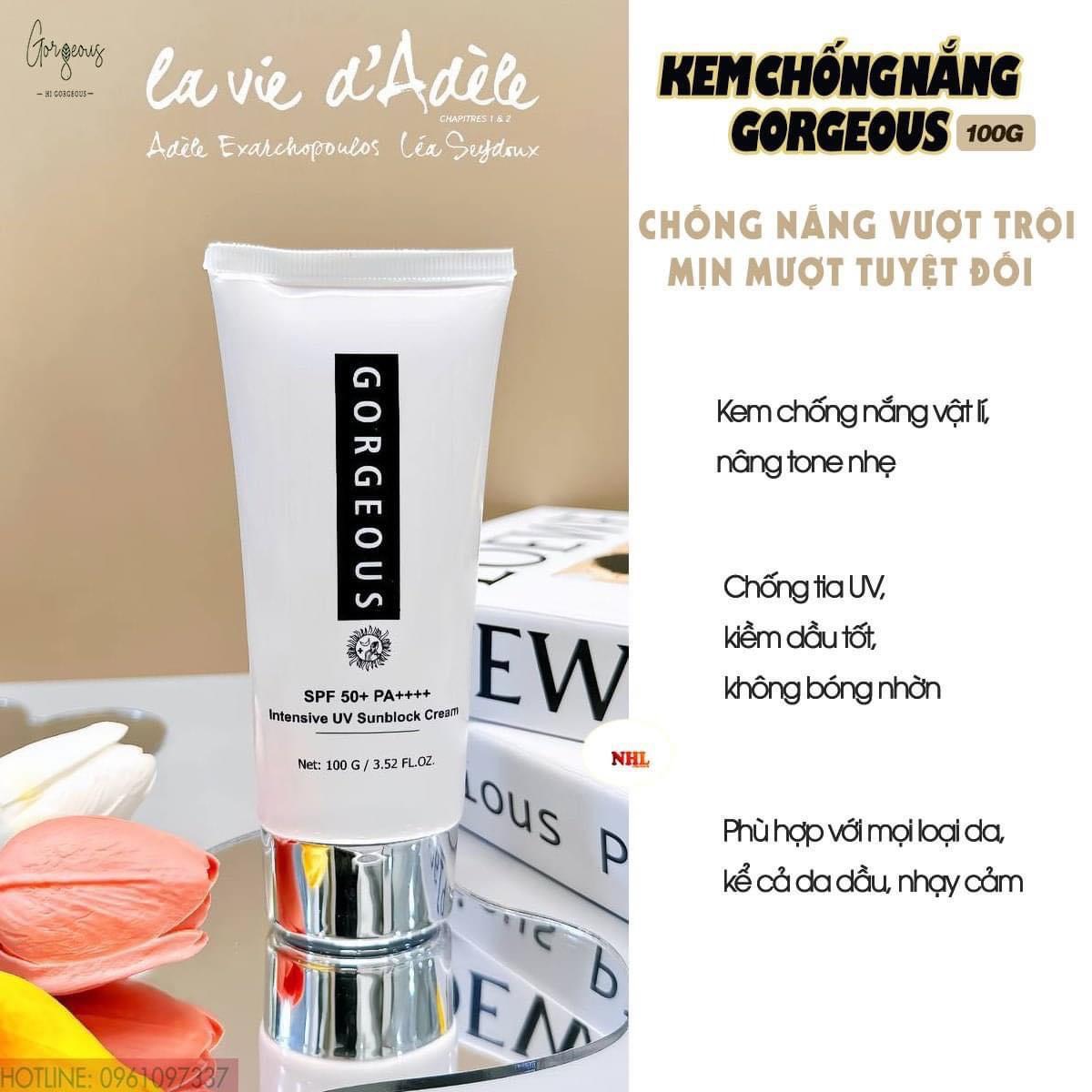 Kem Chống Nắng Múi Xù, Chính Hãng Gorgeous, Size 100 gram