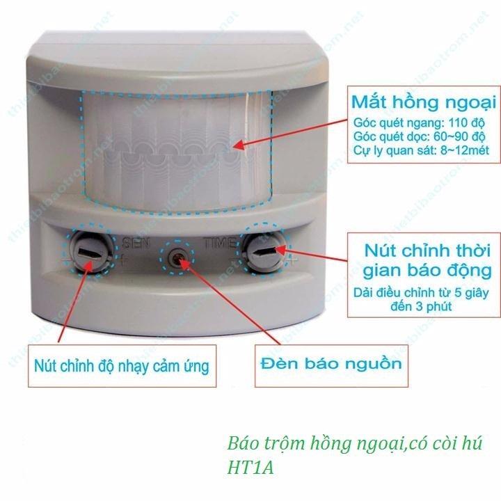 Thiết bị báo động chống trộm hồng ngoại HT1A có tích hợp  còi hú