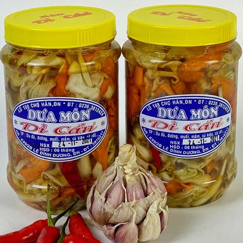 Dưa món dì cẩn đặc sản đà nẵng- dưa giòn, thơm vị đậm đà ,2 hủ 800gr=1,6kg