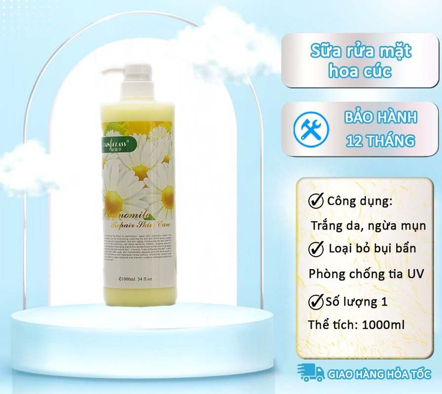 Sữa rửa mặt hoa cúc 1000ml sữa rửa mặt cho mọi loại da được chị em spa tin dùng hàng chính hãng