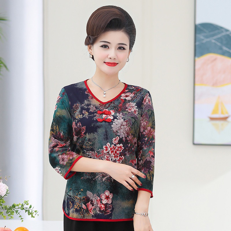 áo trung niên nữ, áo trung niên chất liệu thổ cẩm mềm mại. kiểu dáng sang trọng lịch sự, đủ size từ 40kg-75kg