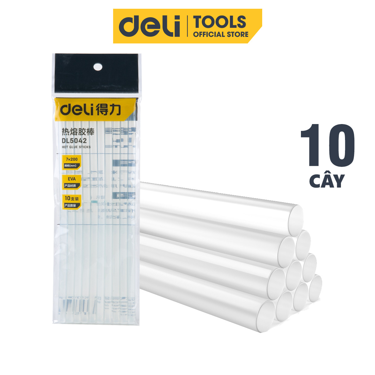   Combo 10 Cây  Keo Nến Deli 0.7x20cm Chất Lượng Cao - Phù Hợp Với Mọi Loại Súng Bắn Keo - DL5042 