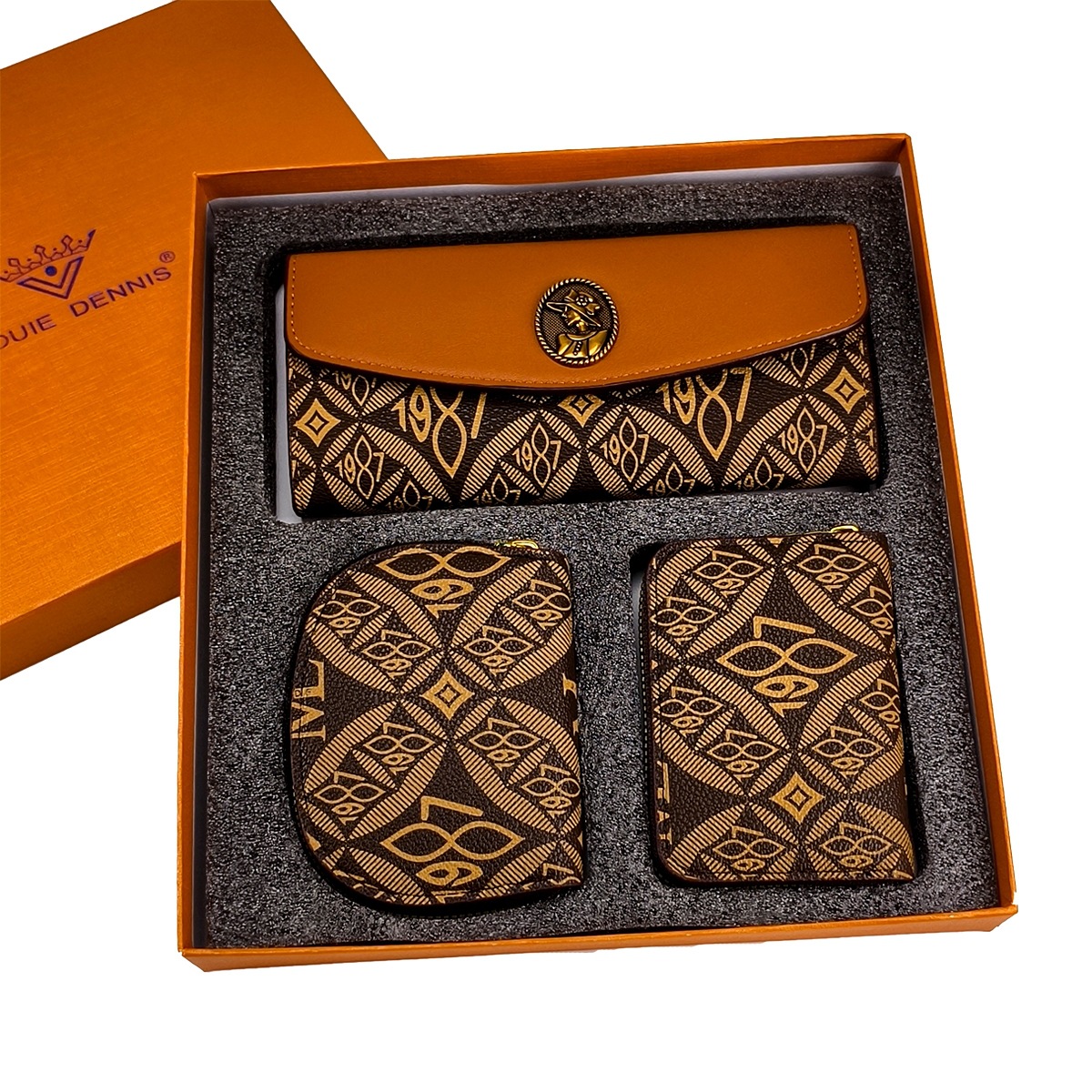 Bộ quà tặng ba món mới cho phụ nữ: ví dài, clutch, khe đựng nhiều thẻ, nút bấm, ngăn đựng thẻ accordion thời trang, đa năng
