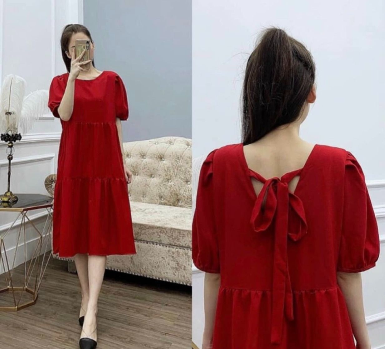 Đầm bầu thời trang thiết kế công sở dáng dài phong cách Hàn Quốc rẻ đẹp - Váy bầu đẹp giá rẻ