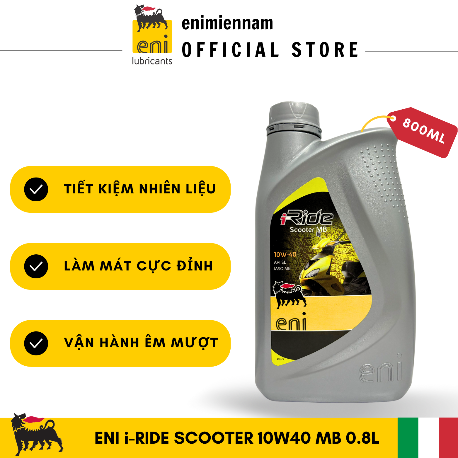 Nhớt xe tay ga eni i-ride scooter 10w40 mb 0.8l
