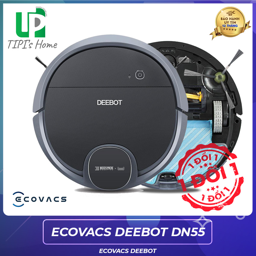 [FREE SHIP] Robot Hút Bụi Lau Nhà, ECOVACS DN55 CÔNG NGHỆ 4.0, Hàng Trưng bày 99% - Máy Hút Bụi Thông Minh, Công nghệ quét laser, Vận hành êm ái không có tiếng ồn, BH 12 tháng- Tphome