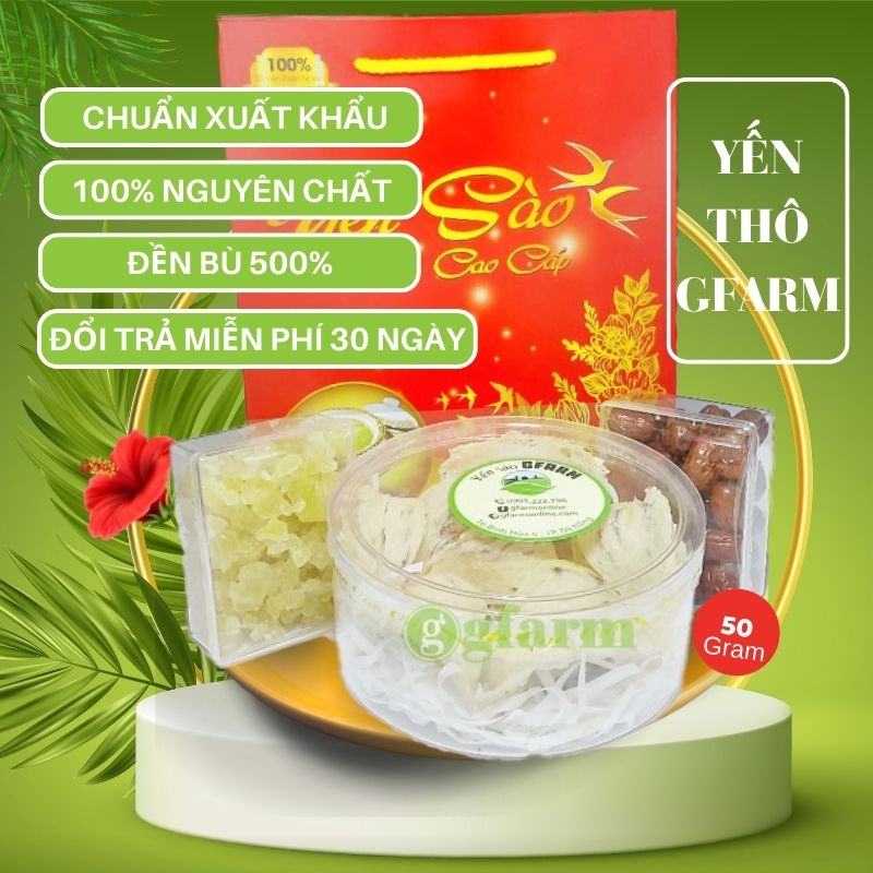Yến thô nguyên tổ GFARM 50g - Tổ yến thô nguyên chất loại 1 cao cấp - Tổ yến ít lông