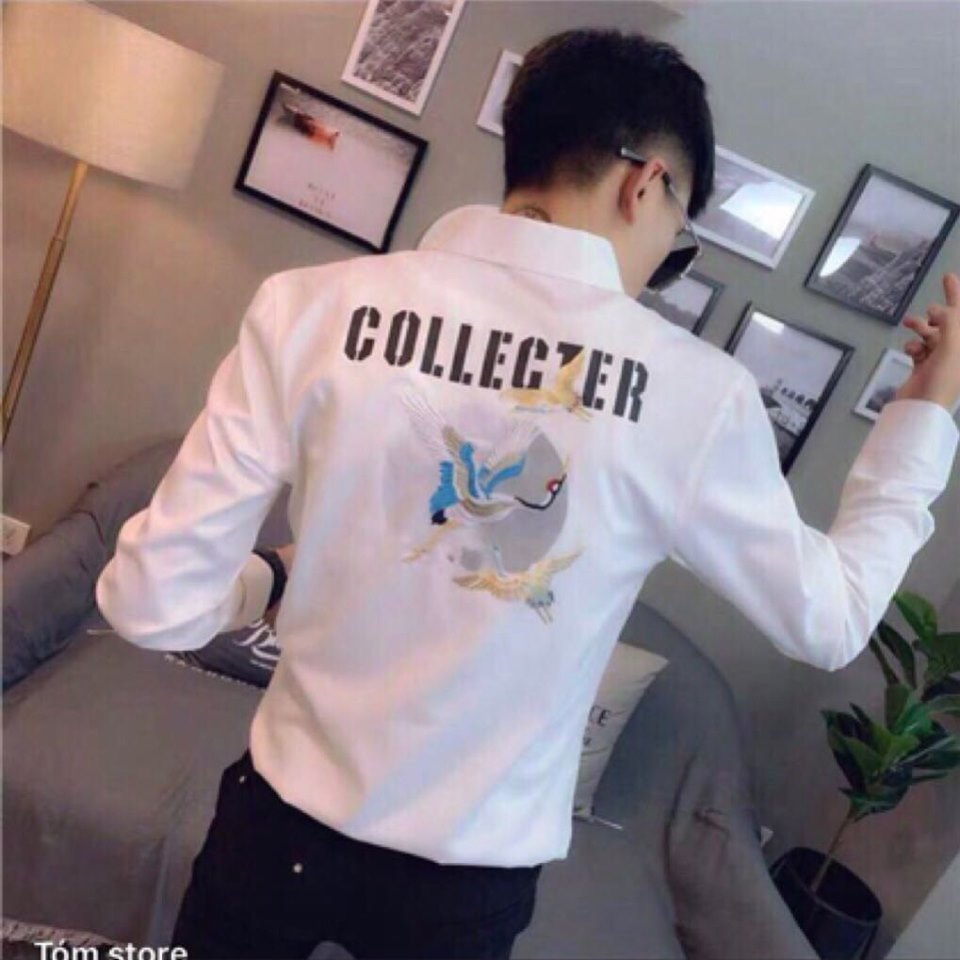 Áo sơ mi trắng đen collecter siêu xinh