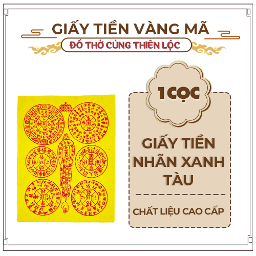 Giấy tiền vãn xanh tàu cao cấp hàng mã đồ thờ cúng thiên lộc - cọc 10 xấp