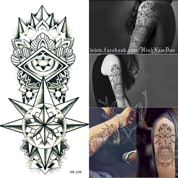 Miếng dán hình xăm nam tattoo hoa văn kích thước 15 x 22 cm dễ sử dụng 100% như xăm thật