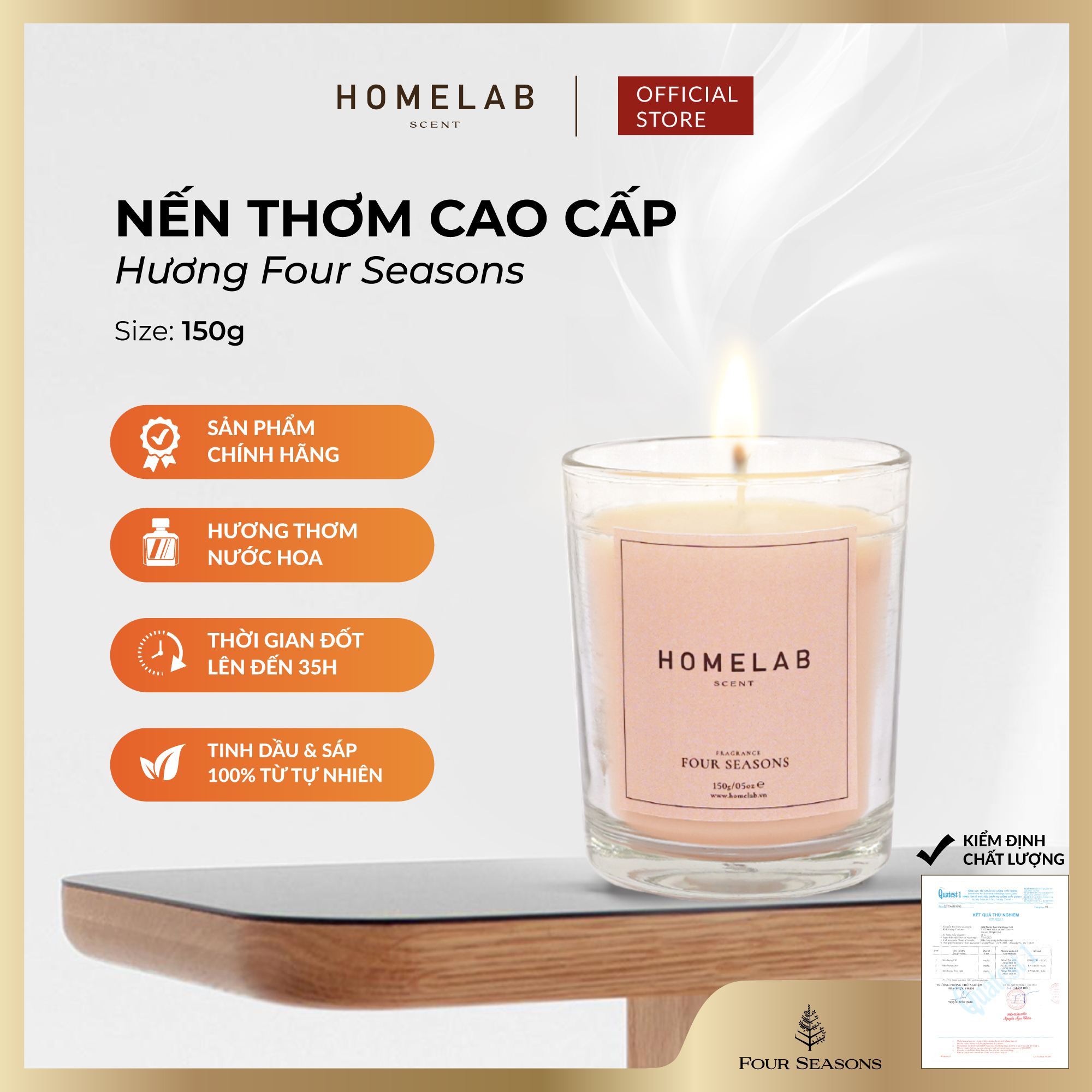Nến thơm phòng mùi khách sạn 5 sao four seasons mùi hương sang trọng, tinh khiết 150g_homelab