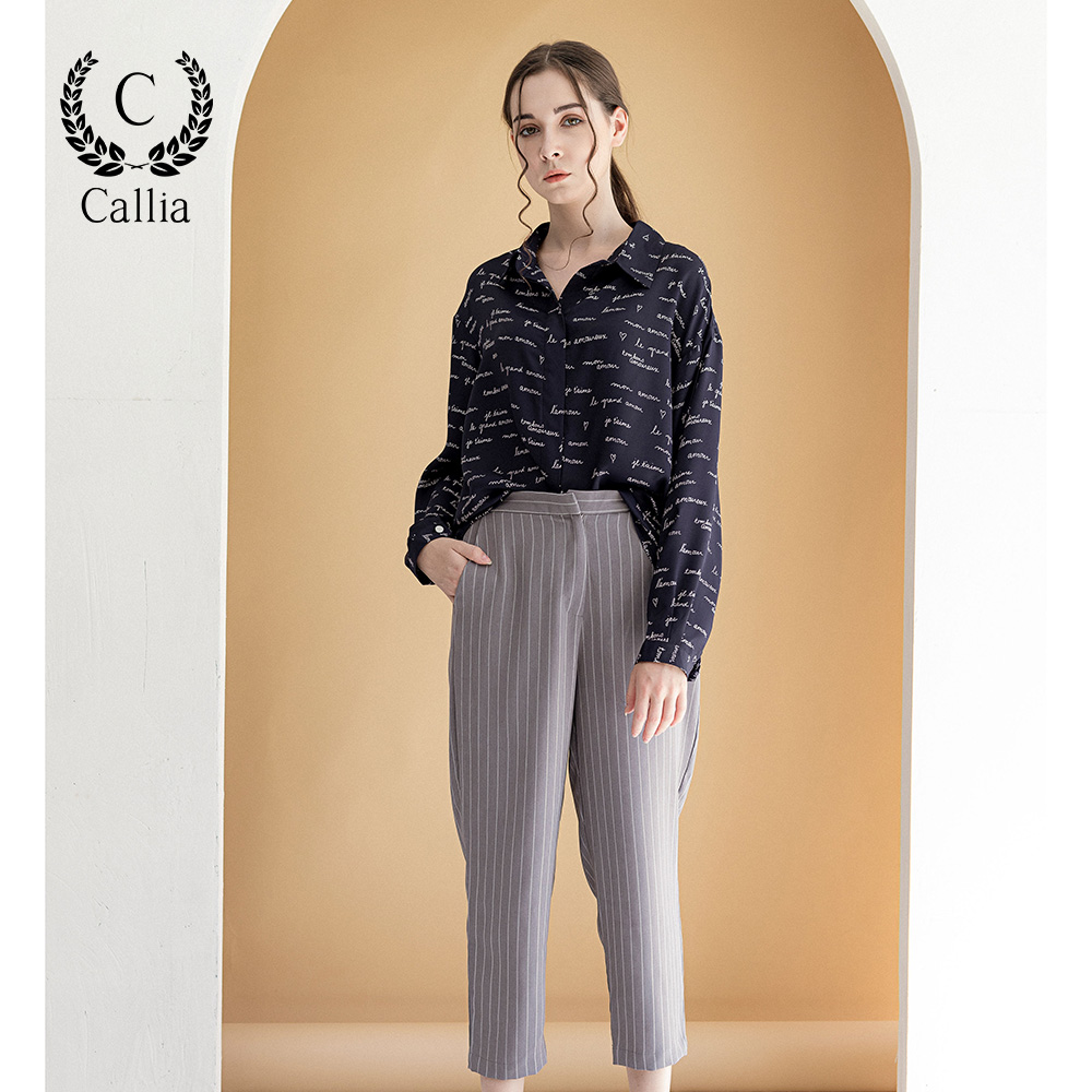 Quần baggy nữ Callia thiết kế Sin Stripe