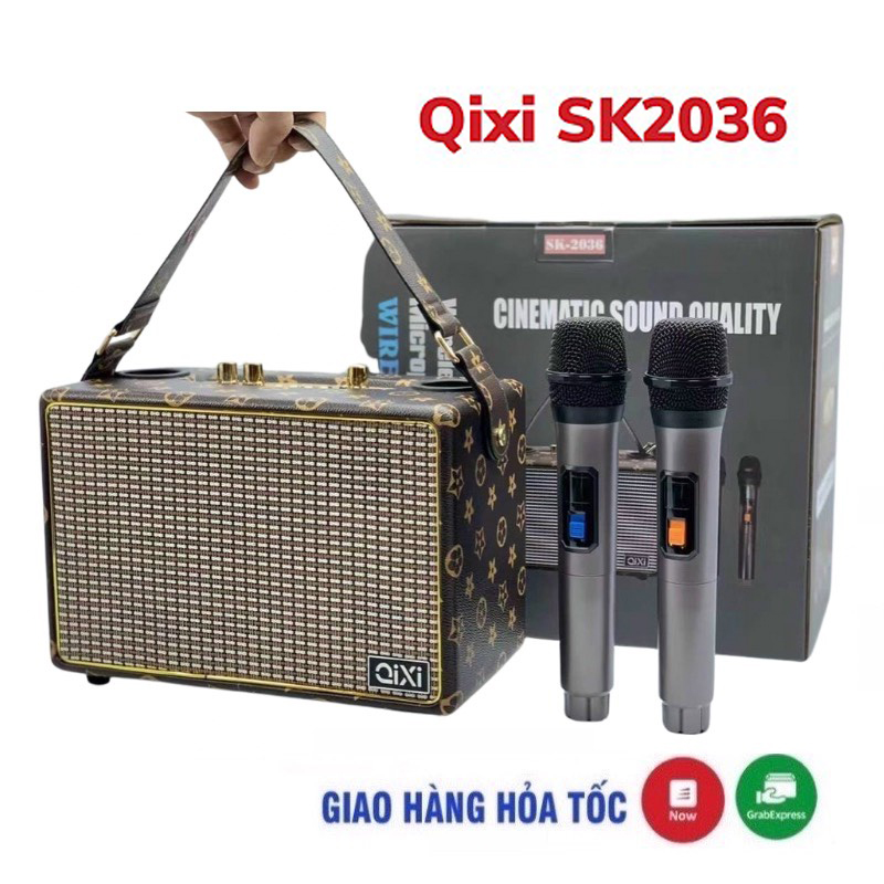 Loa bluetooth sk-2036 , có sẵn 2 micro không dây , hát karaoke nghe nhạc bass mạnh